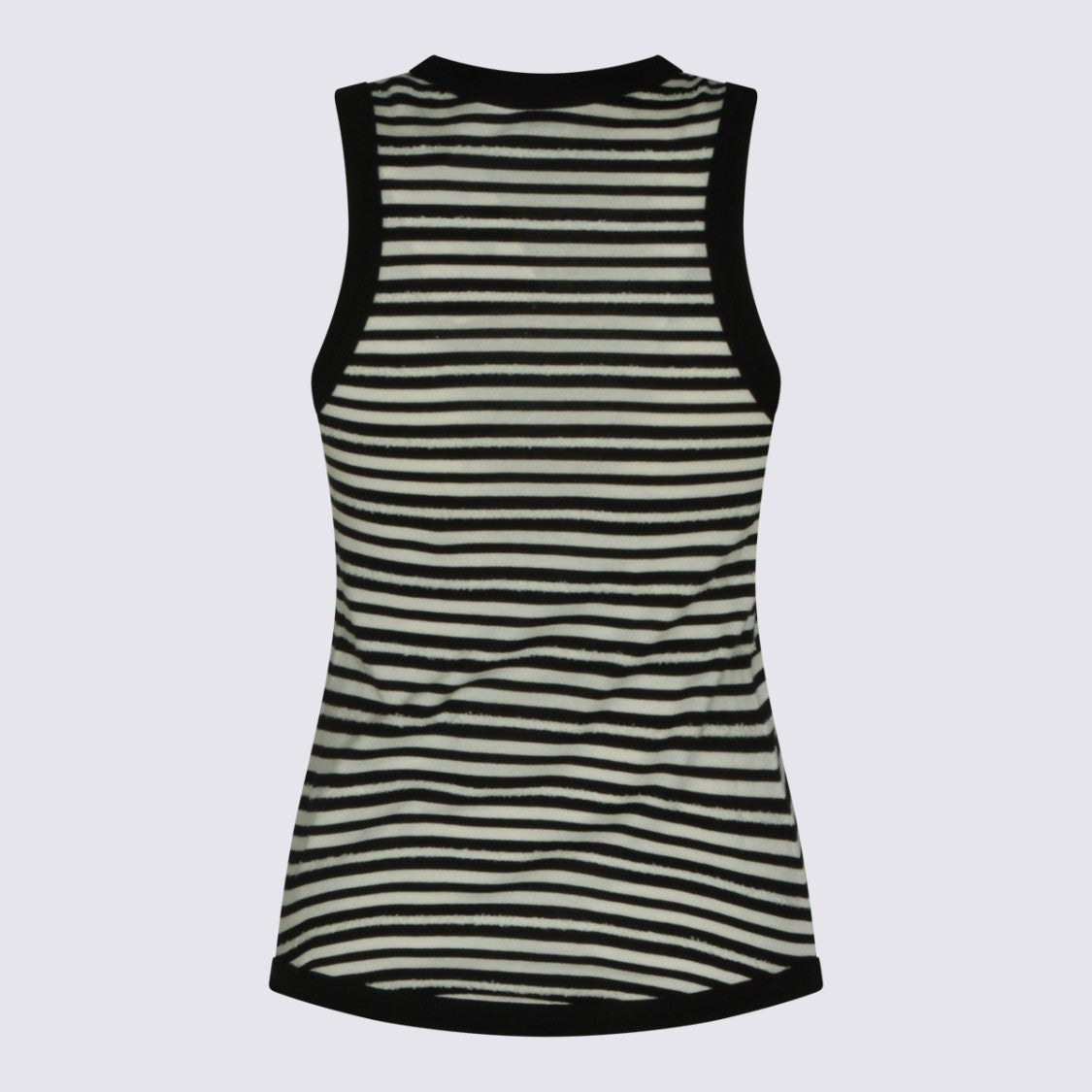Saint Laurent Sleeveless Striped Top With Round Neckline And Embroidered Logo