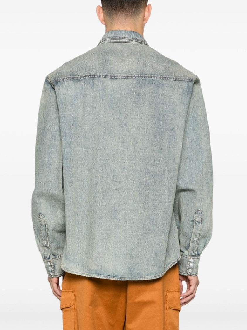 Kenzo Stonewashed Blue Denim Casual Shirt