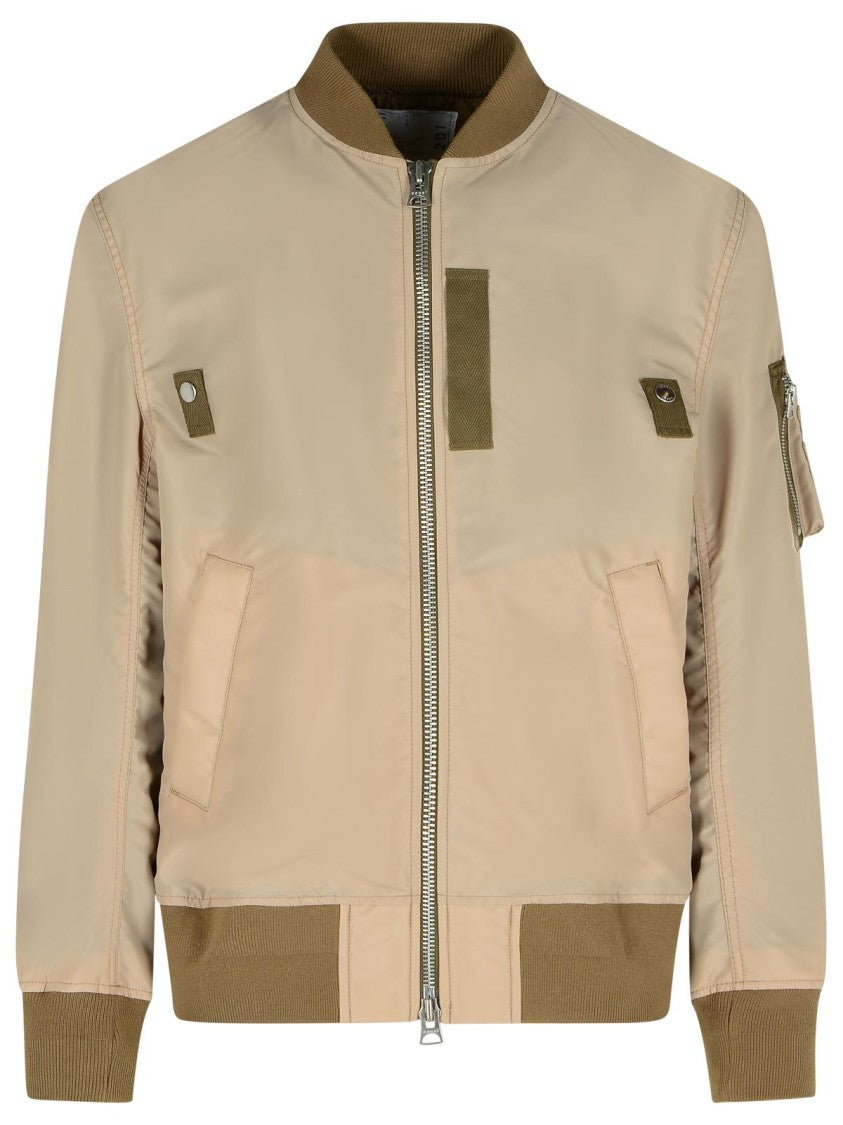 Sacai Beige Nylon Bomber Jacket