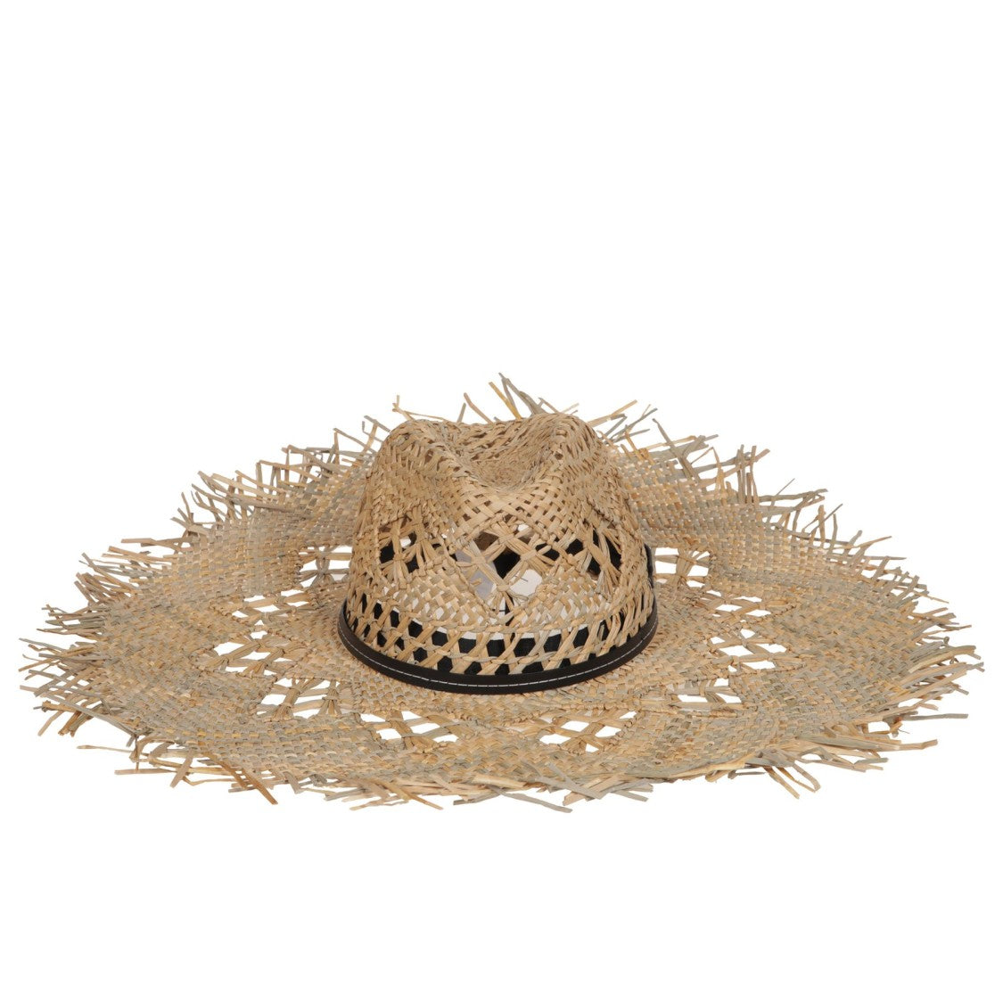 Catarzi Woven Straw Hat With Fringed Brim