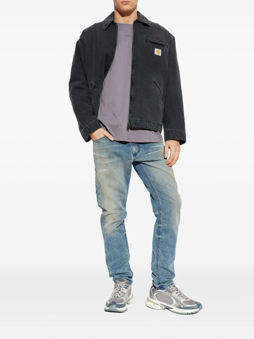 Diesel Blue Drawstring Five Pocket Logo Jeans