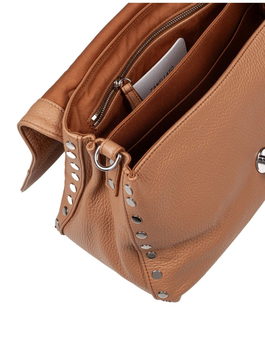 Zanellato Daily Day S Leather Postina Bag, Brown Cantucci Color