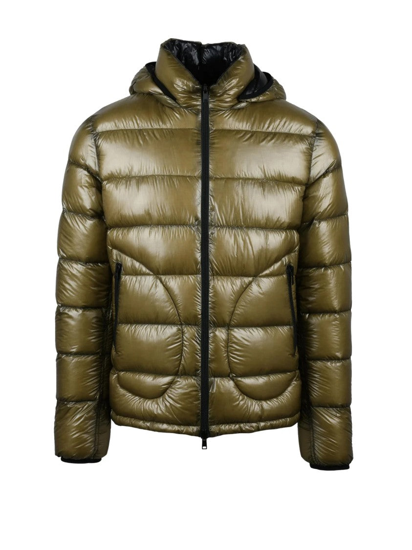 Herno Military Green Reversible Quilted Polyamide Down Jacket