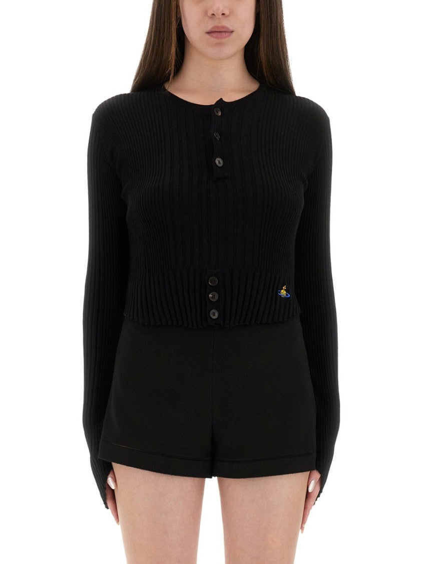 Vivienne Westwood Cropped Knitted Top With Cashmere Blend And Fitted Silhouette