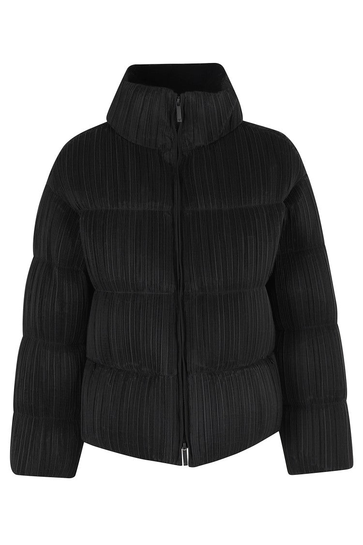 Emporio Armani Plissé Texture Black Blouson Jacket