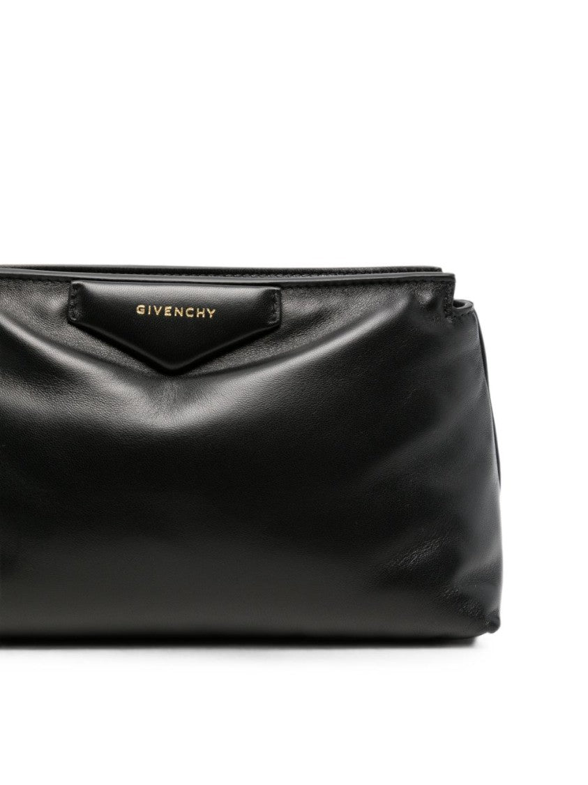 Givenchy Rectangular Embossed Logo Black Lambskin Clutch