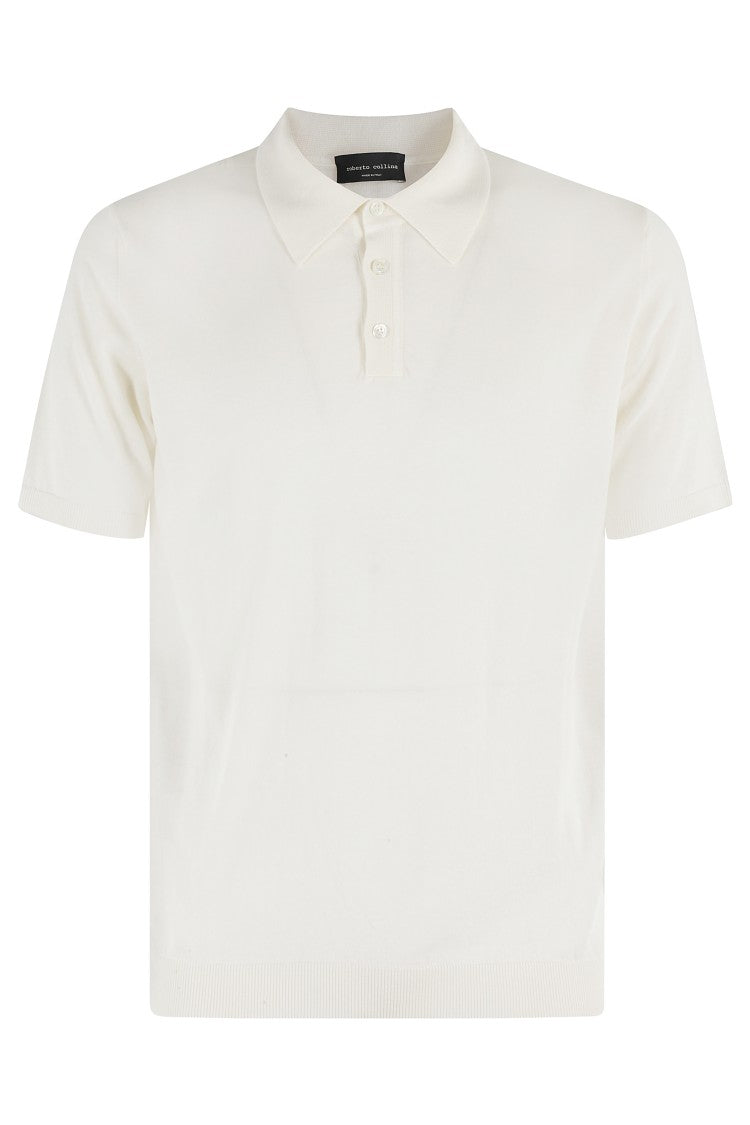 Roberto Collina Short-Sleeve Ecru Polo