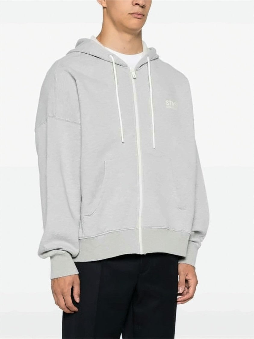 Golden Goose Light Grey Zip-Up Hoodie With Subtle Logo