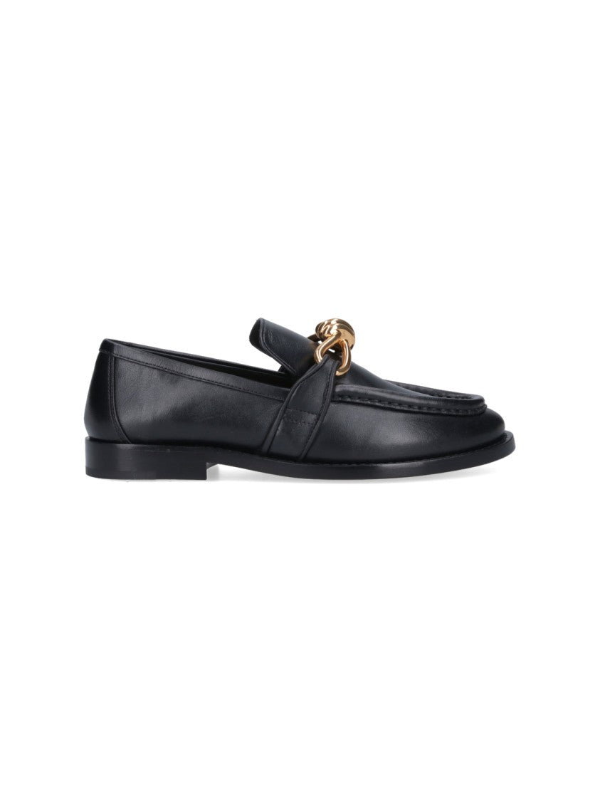 Bottega Veneta Slip-On Loafers With Hammered Leather And Gold Knot Charm