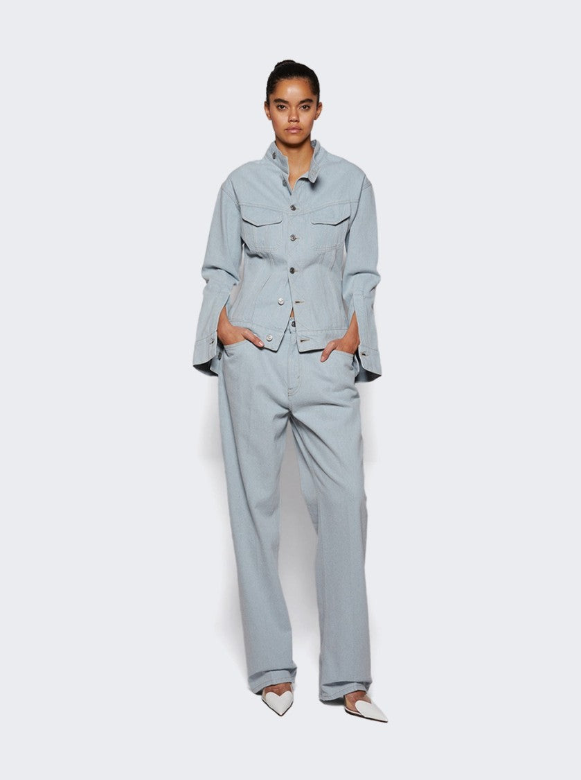 Victoria Beckham Sculptural Denim Jacket Light Blue
