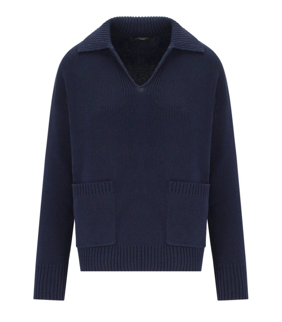 Max Mara Saloon Blue Polo Sweater