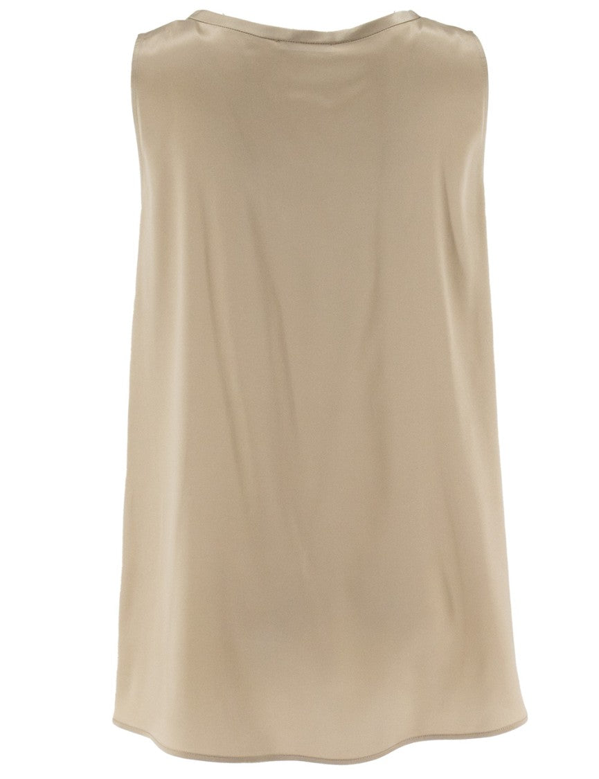 Panicale Sleeveless Silk Top With Luminous Detailing