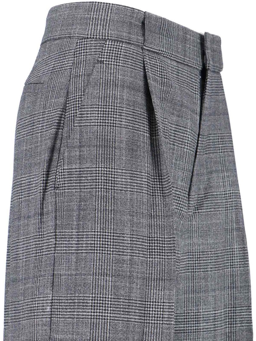 Sa Su Phi Tailored Grey Plaid Trousers With High Waist