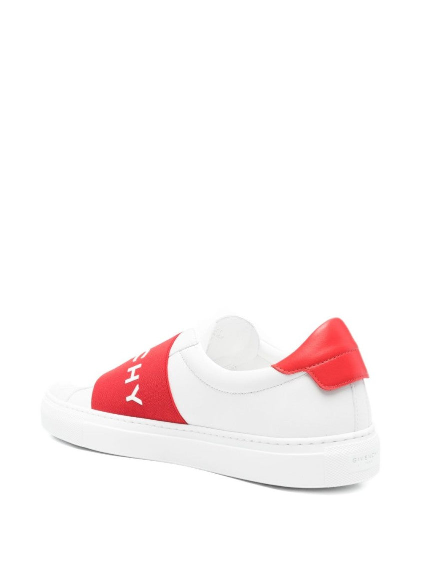 Givenchy White Red Band Slip On Sneakers