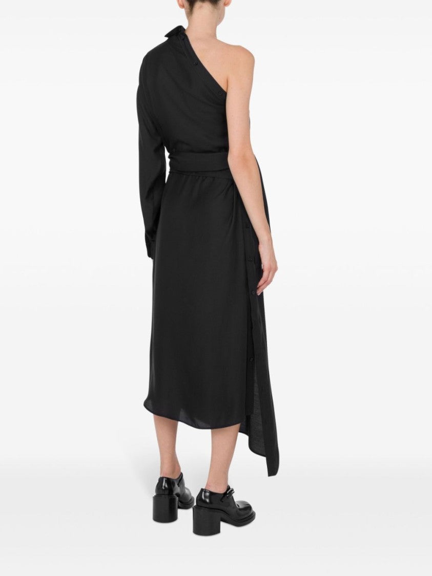 Moschino Black Asymmetric Neck Single Sleeve Dress