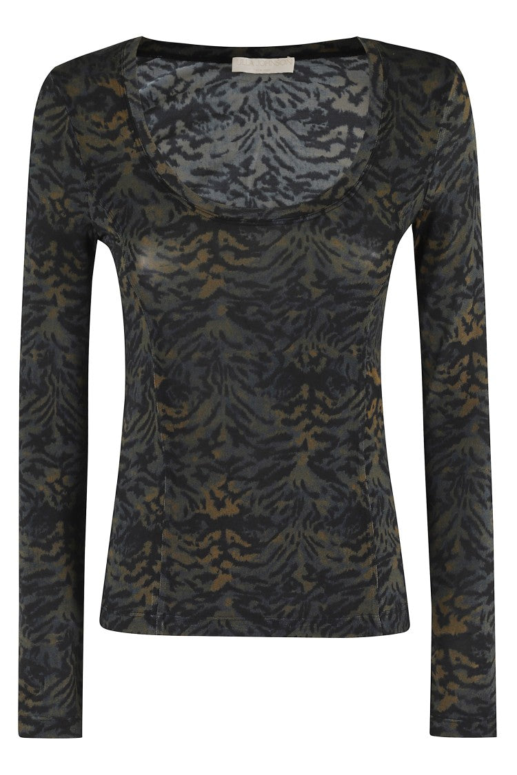 Ulla Johnson Aris Jersey Long Sleeve U Neck Top