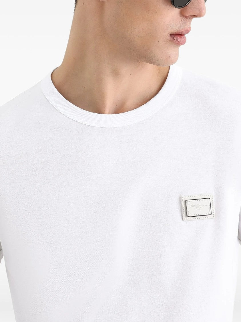 Dolce & Gabbana White Relaxed Cotton Patch Chest T-Shirt