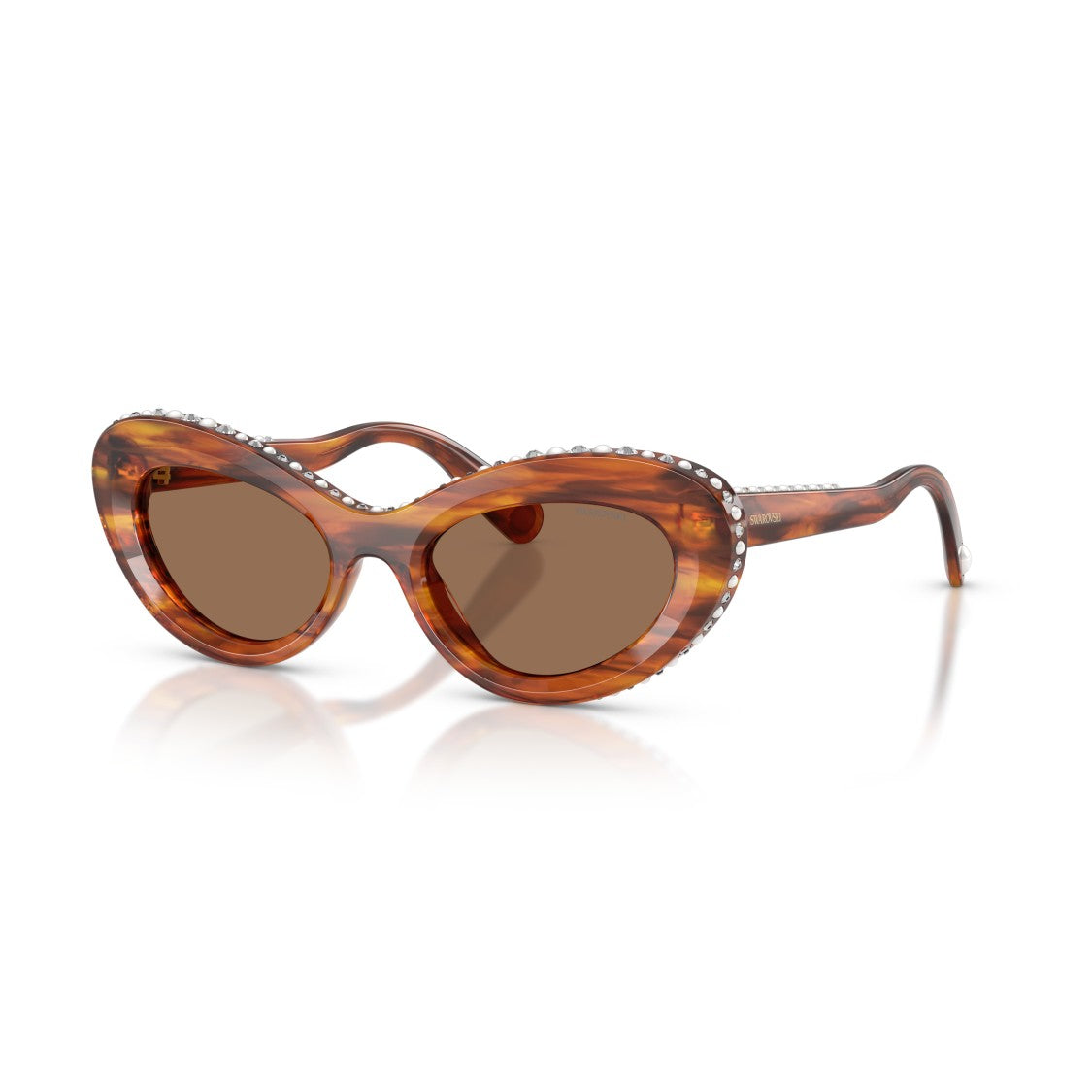 Swarovski 0Sk6061u Cat-Eye Tortoiseshell Sunglasses With Crystalline Accents