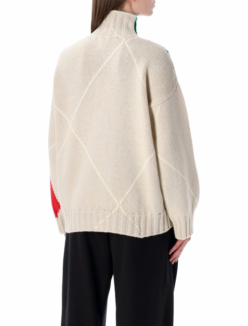 J. W. Anderson Oversized Argyle Turtleneck Jumper With Intarsia Knit Design