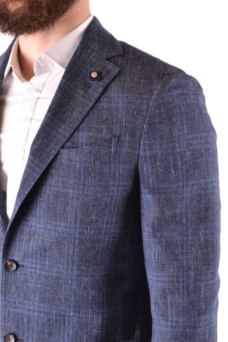 Lardini Tailored Blazer With Subtle Check Pattern