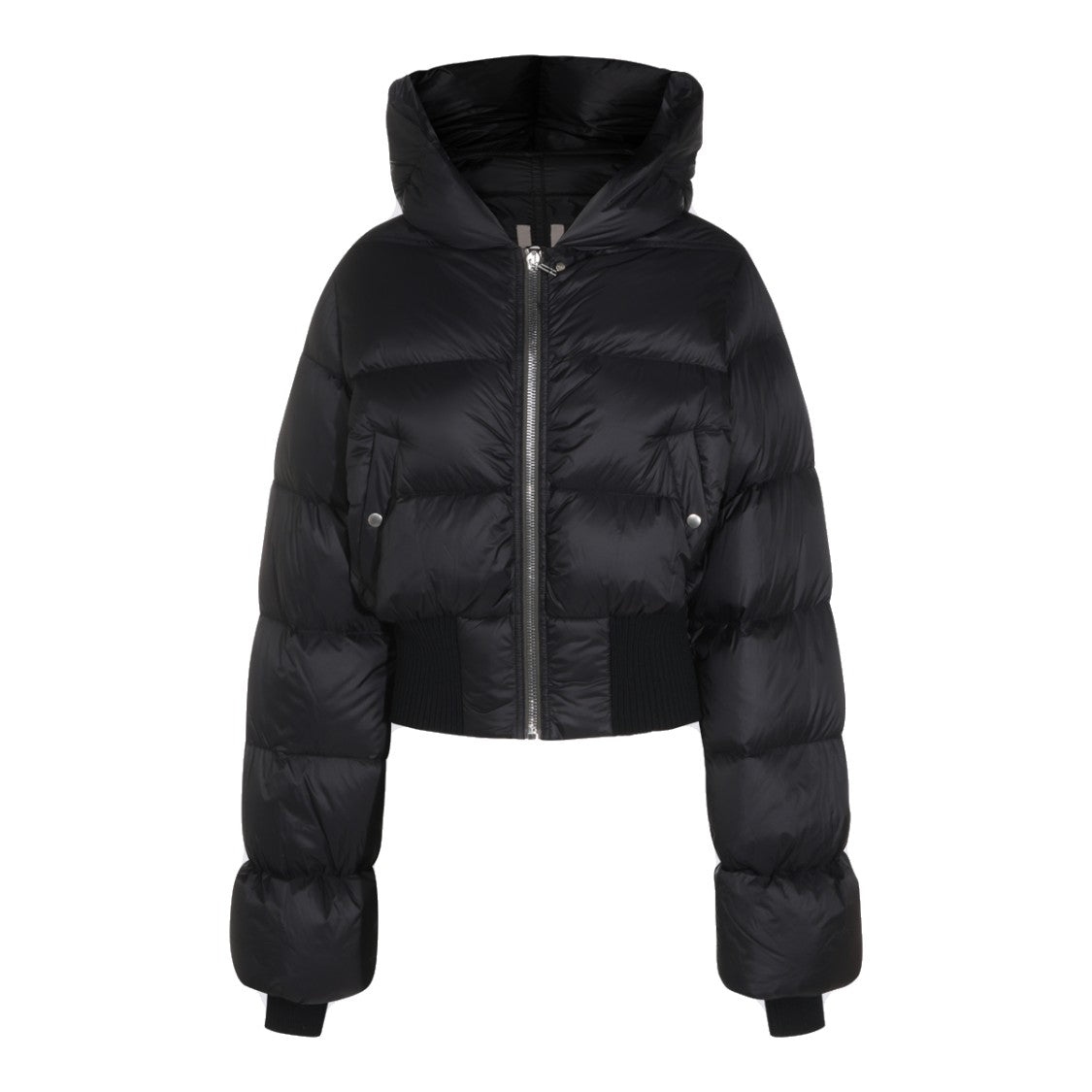 Rick Owens Cropped Puffer Coat With Padded Hood And Snap-Button Pockets