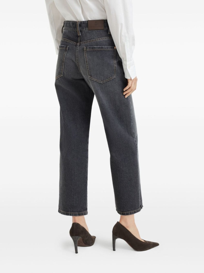 Brunello Cucinelli Dark Grey Classic Five-Pocket Trousers With Concealed Fly