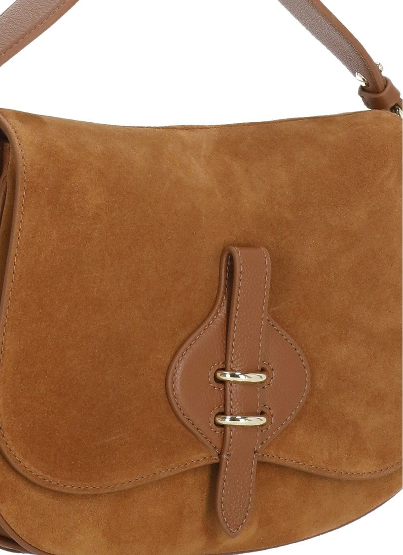 Coccinelle Elegant Suede Leather Shoulder Bag With Gold-Tone Hardware