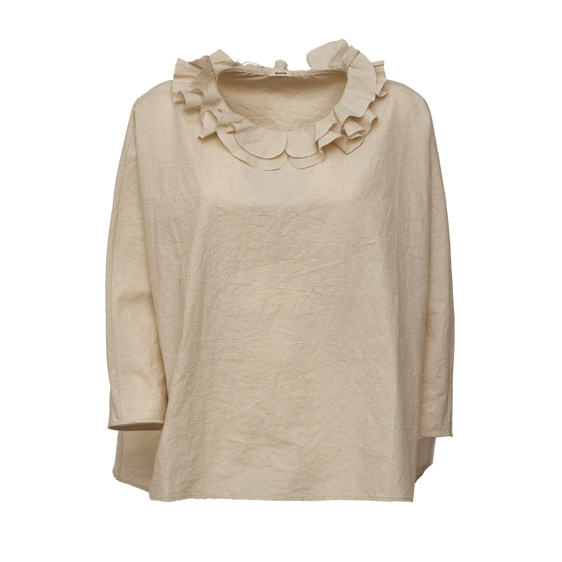 Apuntob Ruffled Round Neck Boxy Blouse