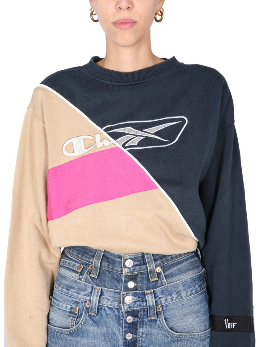 1/Off Crew Neck Sweatshirt With Color-Block Design