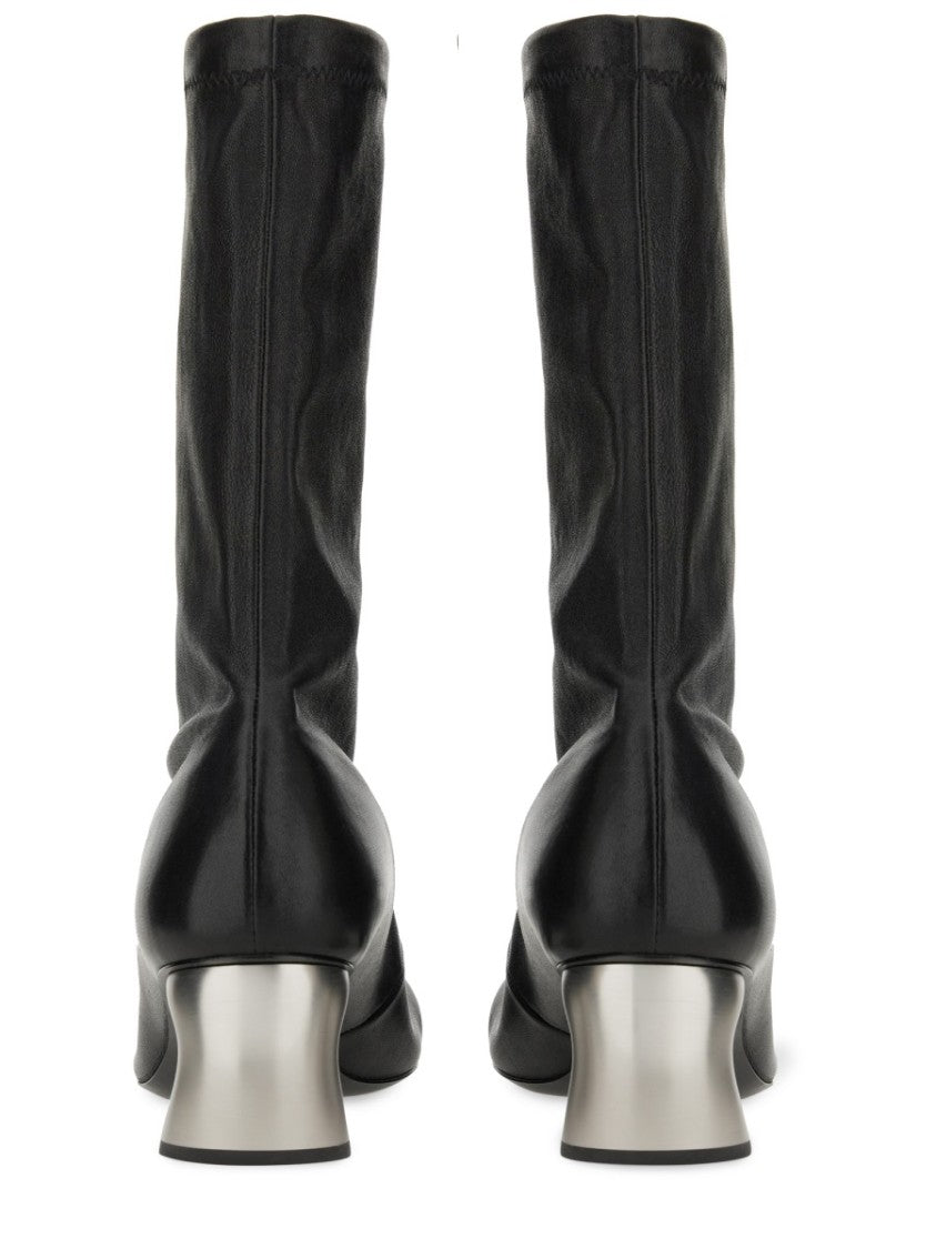 Jil Sander Ankle-High Leather Boots With Sculptural Heel