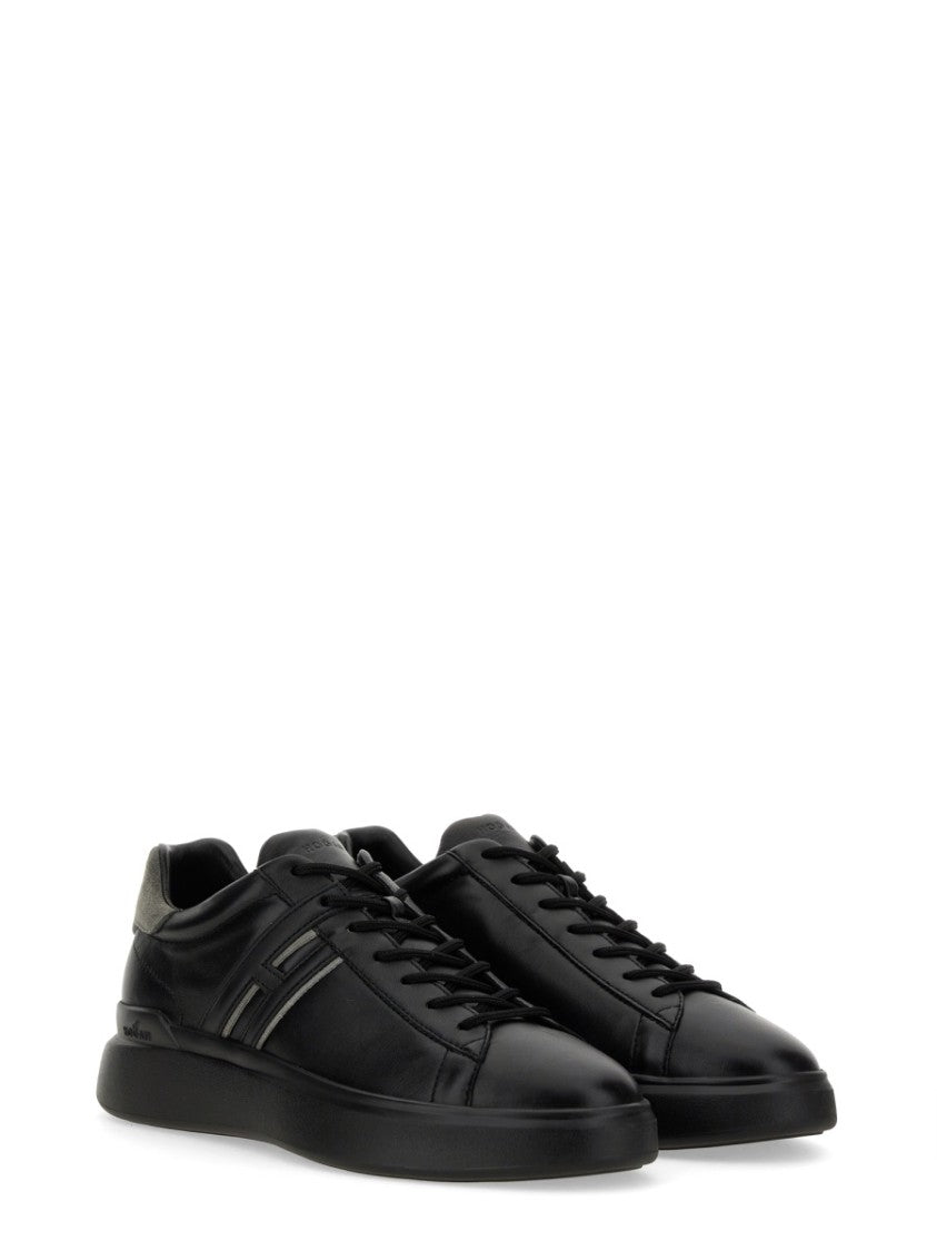 Hogan H580 Suede Heel Tab Leather Low-Top Sneakers