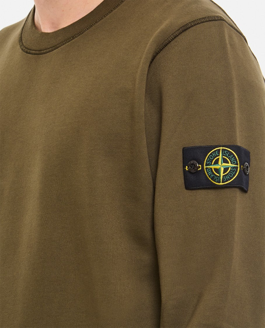 Stone Island Crew-Neck Sweatshirt With Ribbed Details And Logo