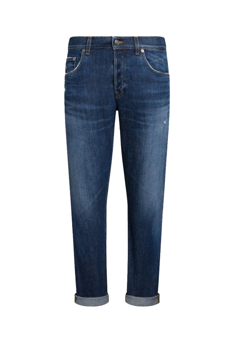 Dondup Dark Blue Faded Stretch Cotton Jeans