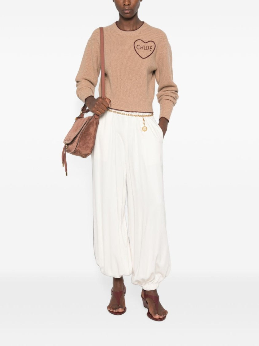 Chloé Black Ribbed Knit Heart-Shaped Sweater