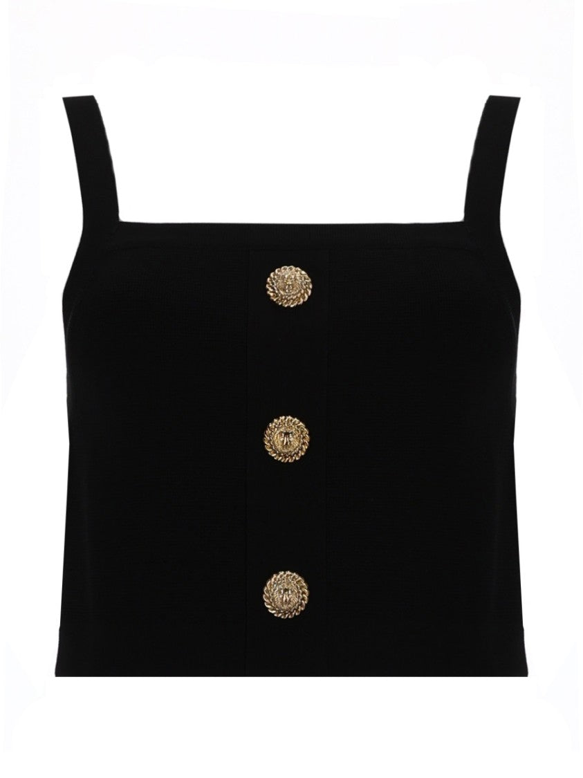Balmain Fitted Viscose Ornate Jewel Buttons Top