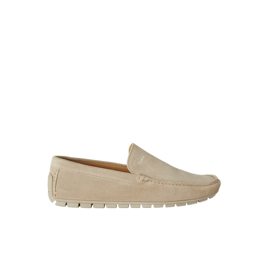 Harmont & Blaine Beige Suede Moccasins With Flexible Rubber-Studded Sole