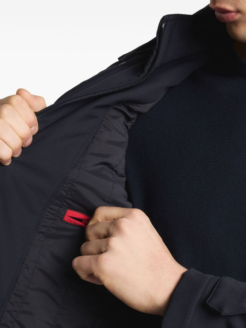 Fay Navy Blue Classic Coat With Removable Inner Layer And Hood