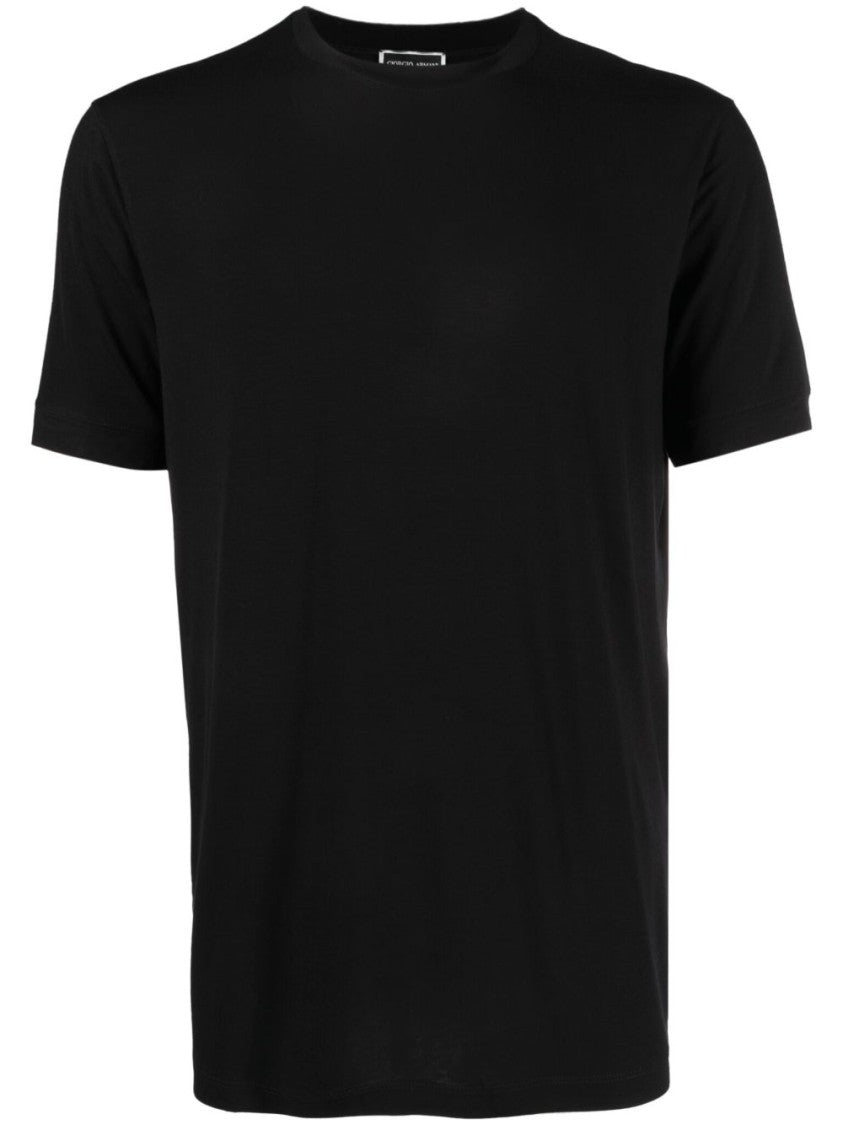 Giorgio Armani Black Crew Neck T-Shirt With Stretch Fabric