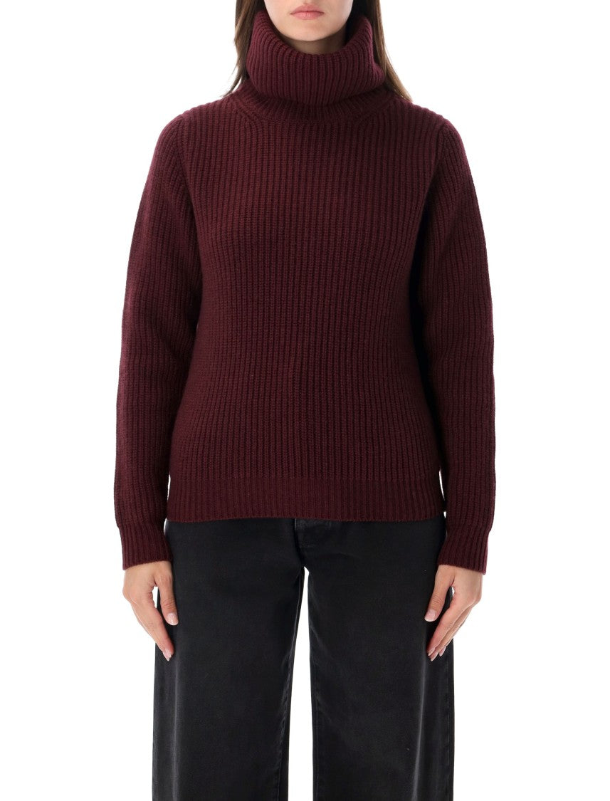 Fortela Boxy Ribbed High Turtleneck Knit Sweater