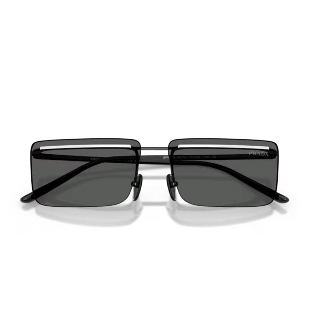Prada Black Pr C53s Rectangular Metal Sunglasses