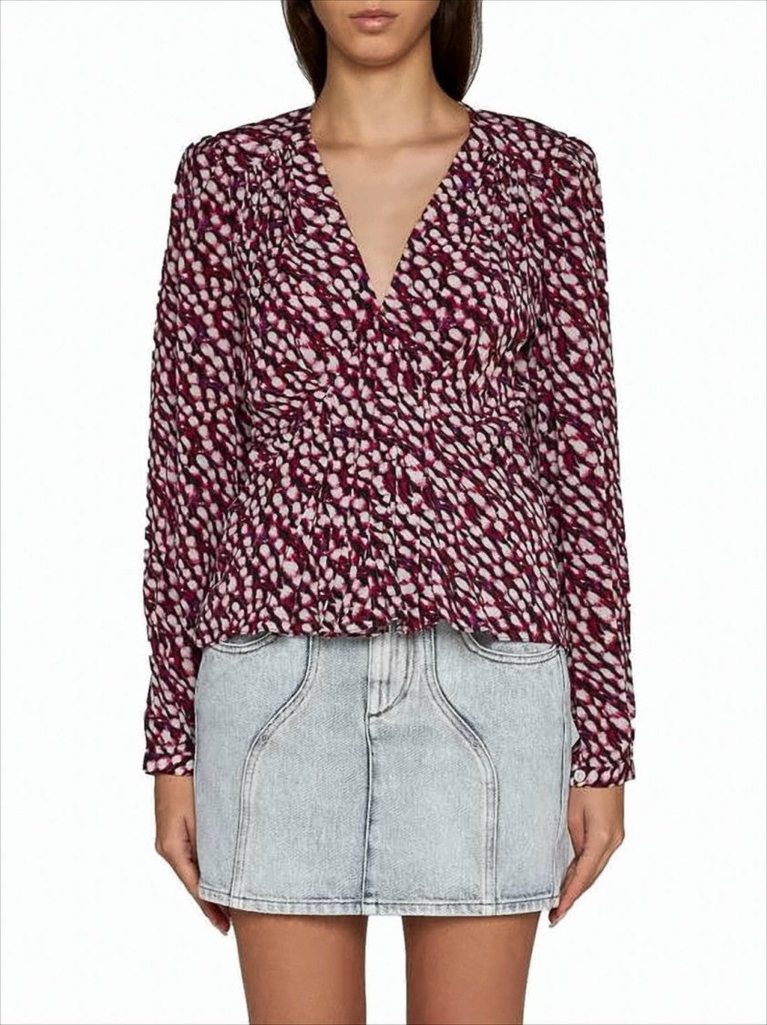 Isabel Marant Abstract Burgundy Blouse With Fitted Waist