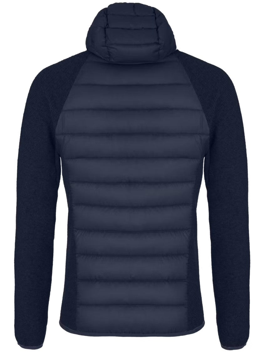 Salewa Blue Fanes Sarner Jkt Quilted Knit-Sleeve Hooded Jacket