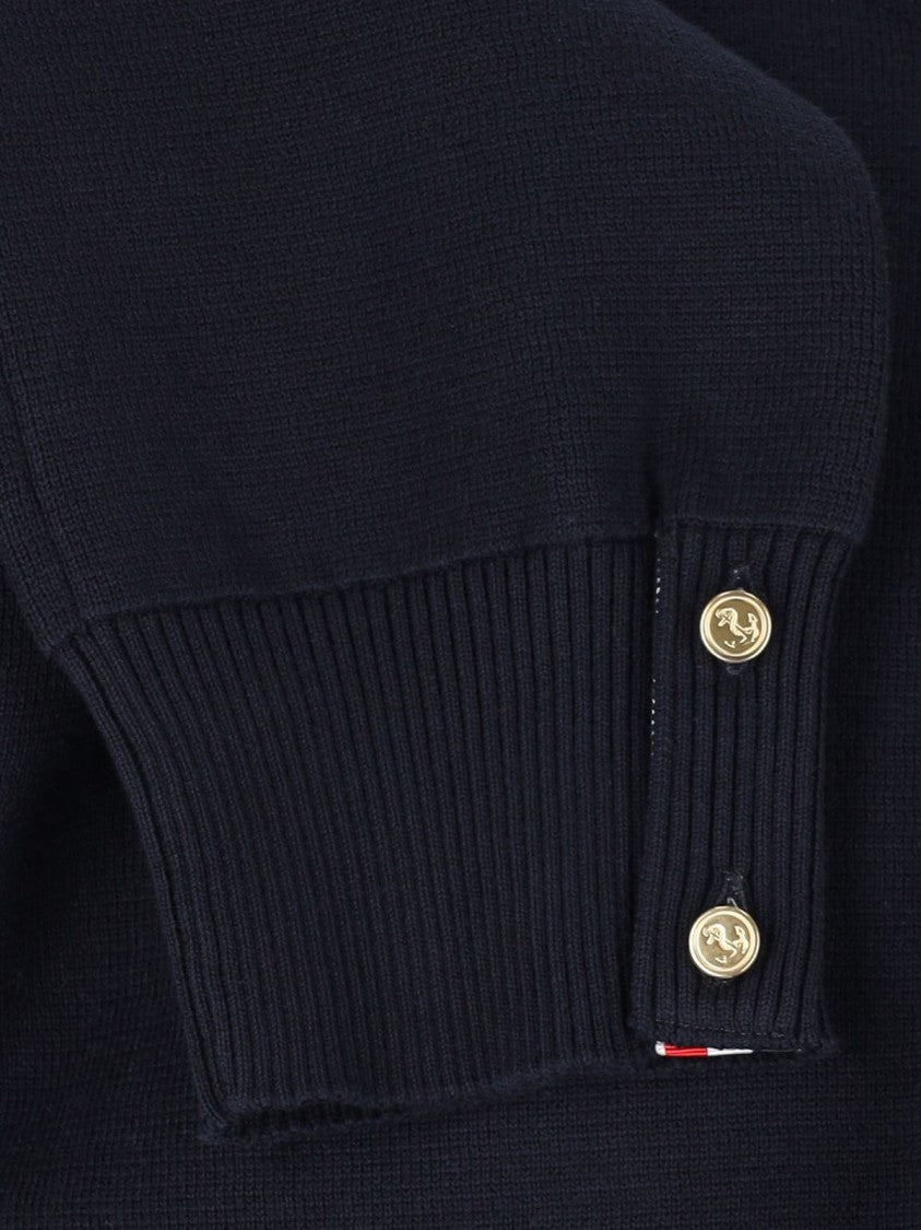 Thom Browne Blue 4 Bar Ribbed Sweater
