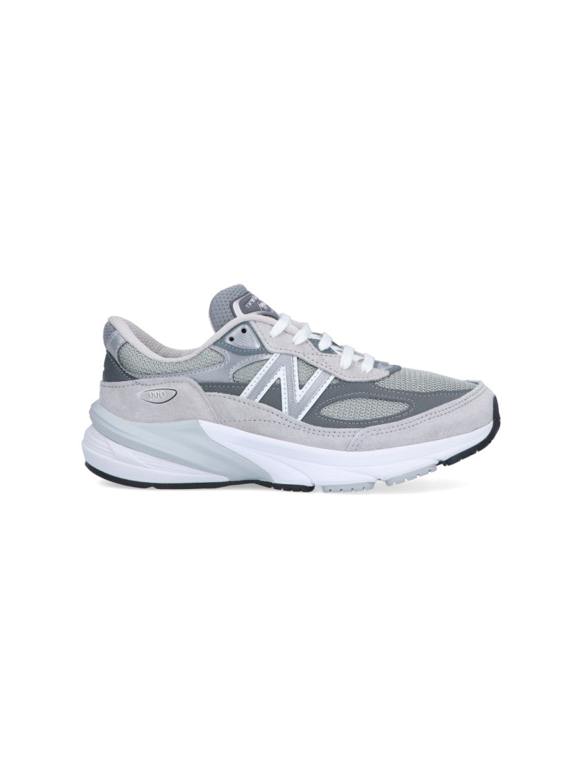 New Balance Tonal Grey Leather And Mesh Sneakers