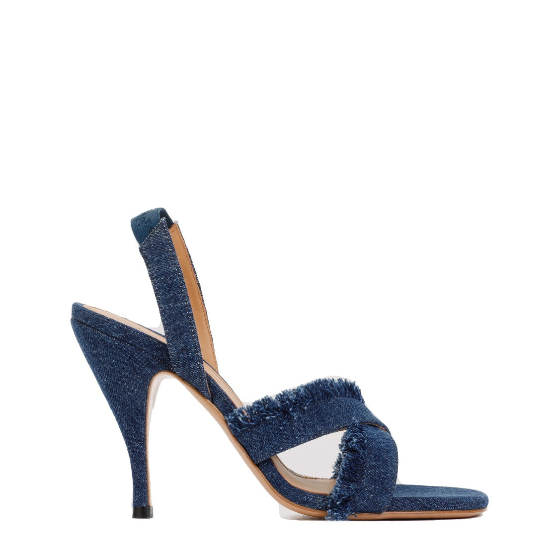 Off-White Blue Cotton Curvy Heel Denim Sandal