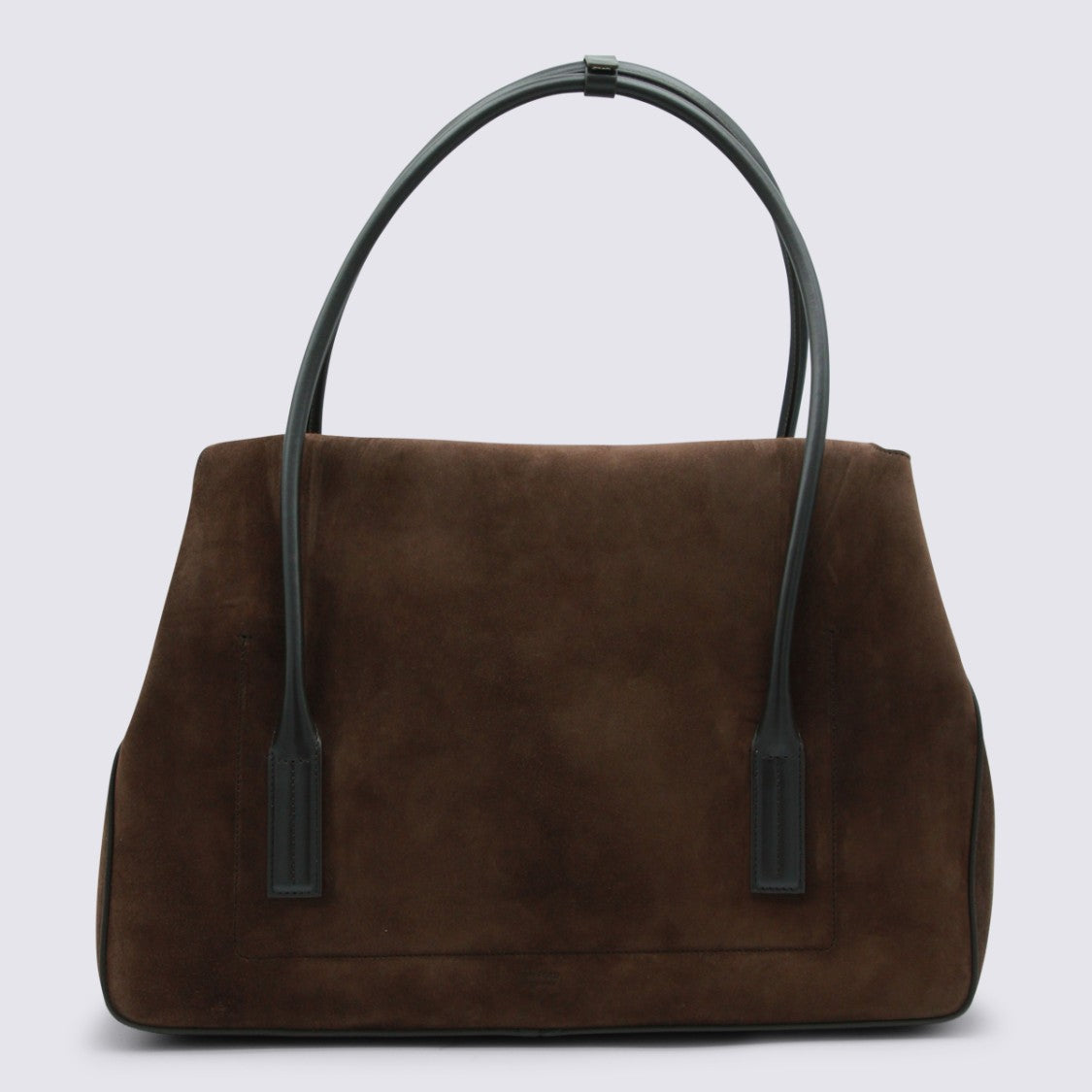 Tom Ford Dark Brown Suede Handbag With Leather Accents And Padlock Detail