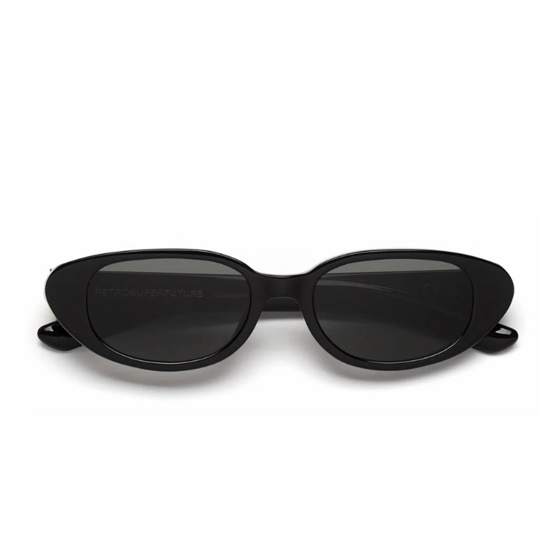 Retrosuperfuture Black Vega Glossy Acetate Oval Sunglasses
