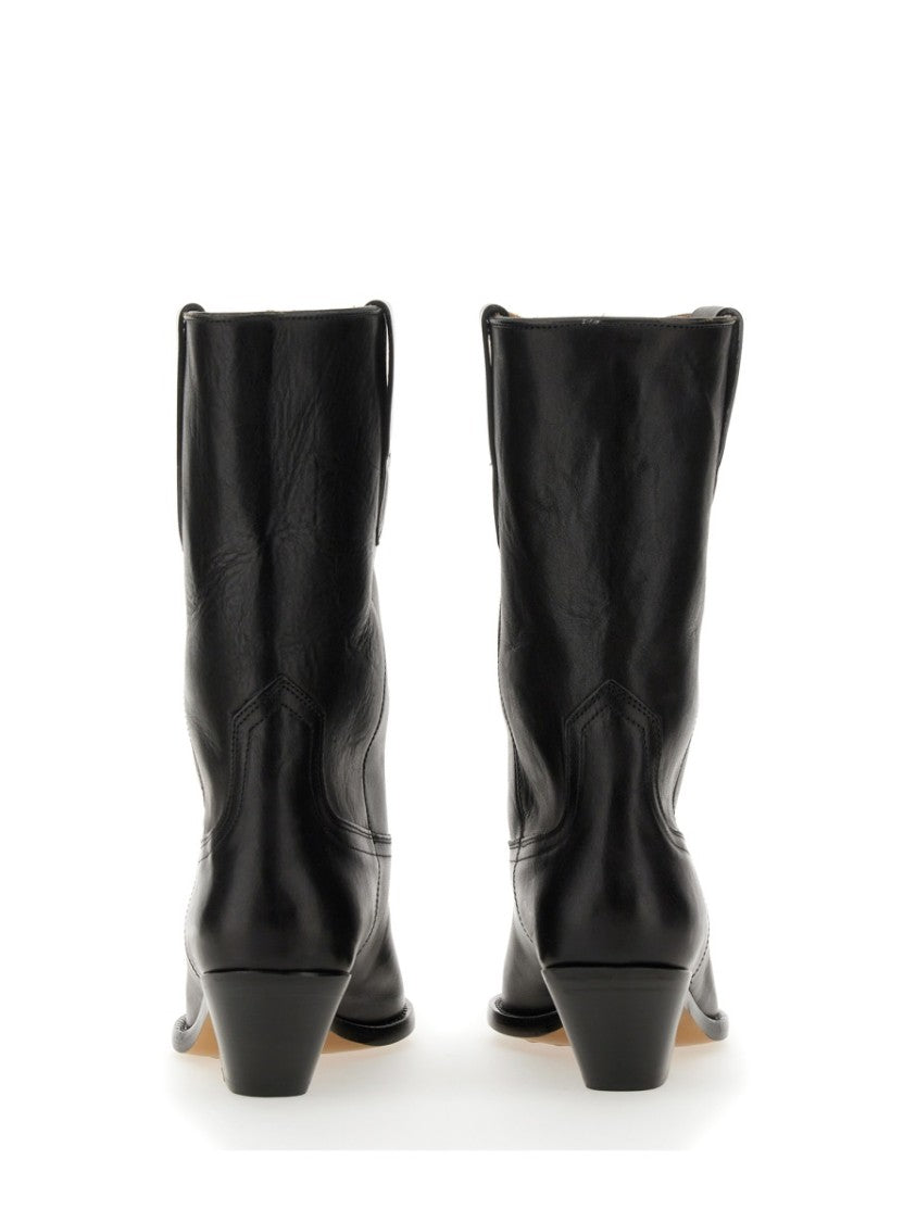 Isabel Marant Pointed Toe Black Leather Texan Boot
