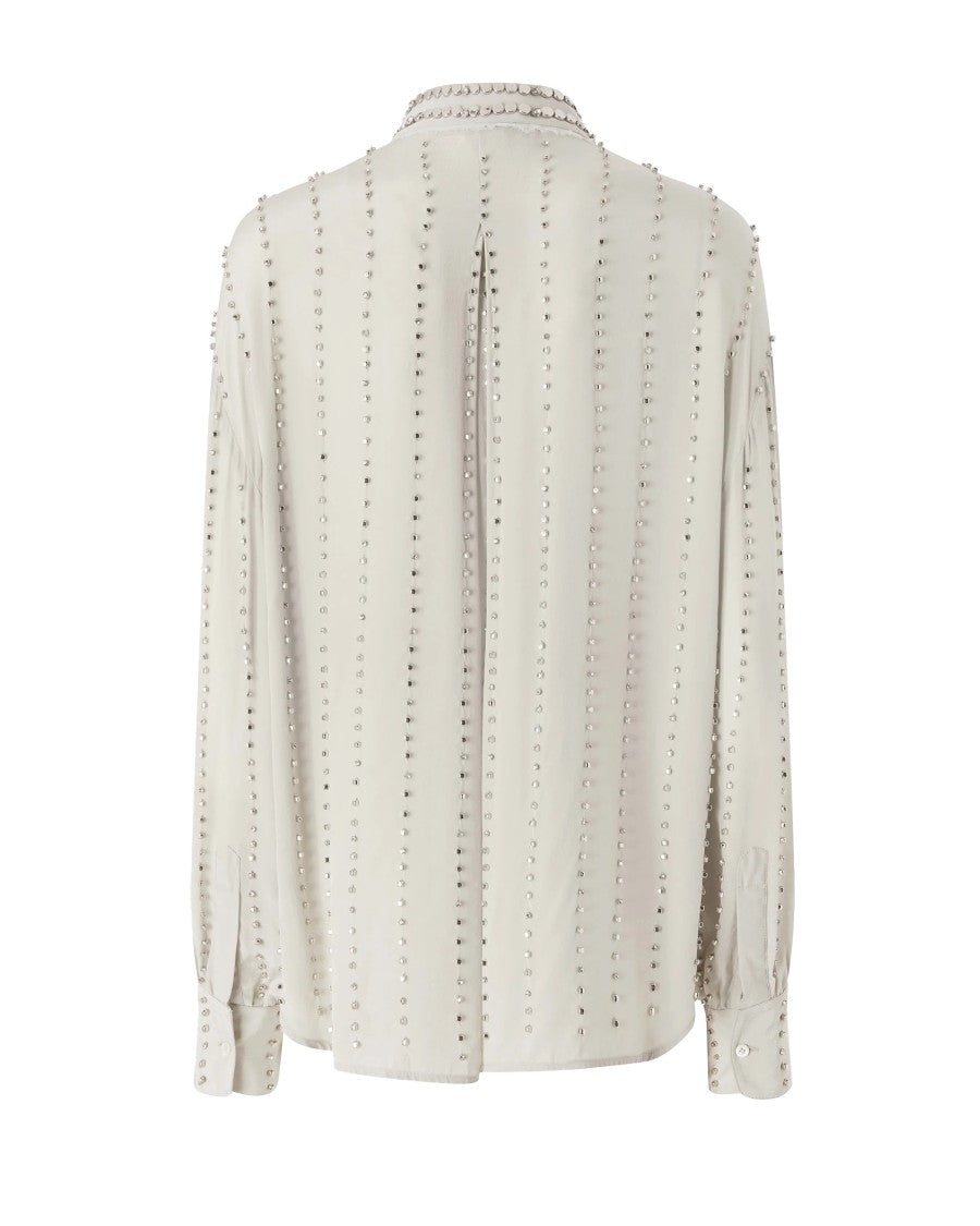 Pinko Viscose Jeweled Stripes Casual Shirt