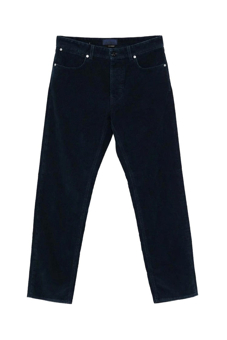 Stone Island Navy Cotton-Polyester Blend Corduroy Trousers